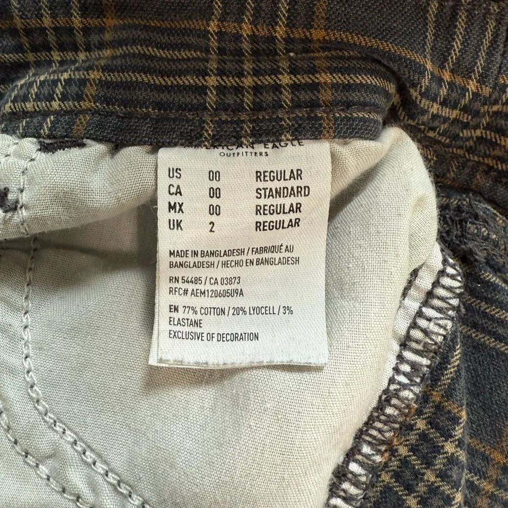American Eagle Super Hi-Rise Plaid Jeggings Gray/Orange Size 00 Super Stretch